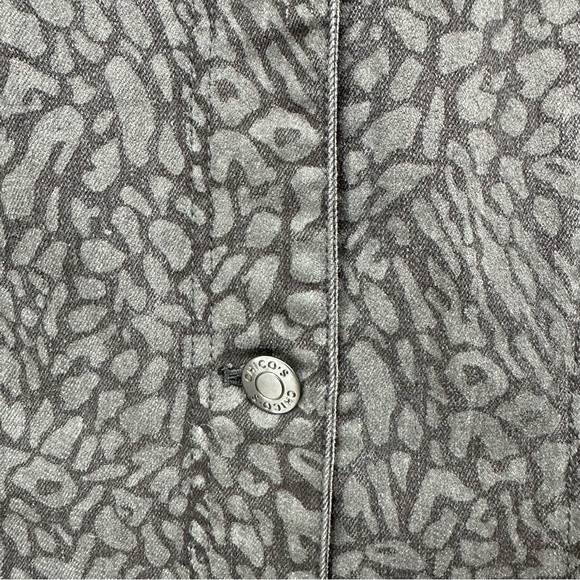 Chico’s Black Gray Animal Print Denim Jean Jacket, size 3 - Picture 5 of 8